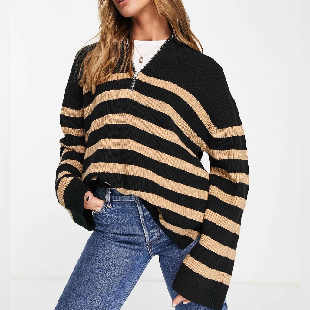 & Other Stories Striped Chunky Knit Pullover Sweater